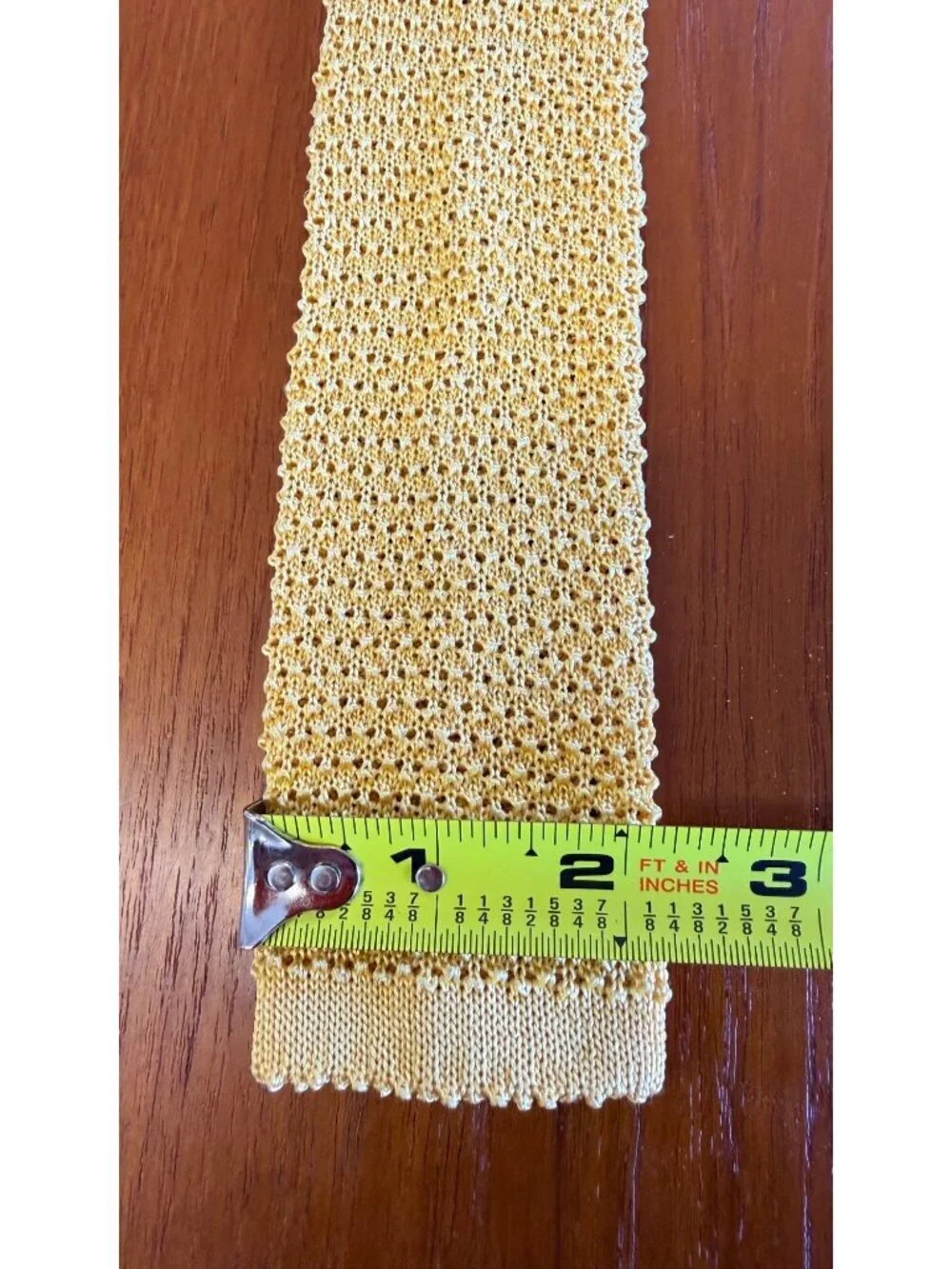 Vintage Polo By Ralph Lauren Yellow Knit Silk Tie Square End Made In Italy